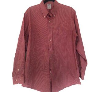 Brooks Brother 1818 Red Checkered Button Down 16 1/2-4/5 Regent Non Iron Cotton
